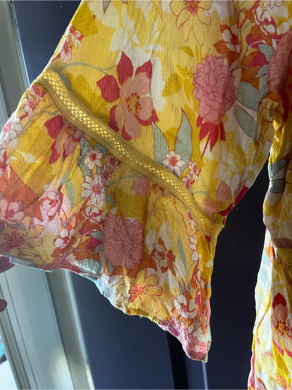 TORRID Yellow Floral Button-Front Peasant Blouse Size 3x - Picture 3 of 5